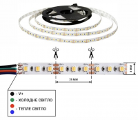 LED стрічка 12В ST-12-2835-120-DCCT-20 17Вт 1500Лм Білий от 2800К до 7500К IP20 8мм